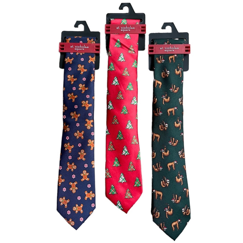 St. Nicholas Square Christmas Ties Lot of 3